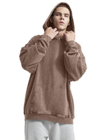 1 x RAW Customer Returns HOUZONIY Men s Oversized Vintage Hoodie, Men s Wash Raglan Hoodie, Basic Casual Pullover Hooded Thin Sweatshirt Streetwear Hoodie Bronze hooded L  - RRP €36.29