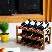 1 x RAW Customer Returns MAGIC SELECT Solid Wood Wine Rack for 12 Bottles. Rustic Wine Bottle Holder for Home, Cellar, Bar, Kitchen. Wine Bottle Holder Shelf - RRP €18.91