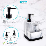 1 x RAW Customer Returns ZCCZ Soap Dispenser with Sponge Holder, Soap Dispenser Pump, Sponge Tray and Brush Holder, 3 in 1 Set, Sink Organizer, Removable Tray, Marble Look Marble Look - RRP €22.99