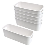 1 x RAW Customer Returns LYLIDIA storage box plastic 30 cm 6 pieces white small storage basket boxes narrow storage organizer box baskets storage for kitchen bathroom shelf plastic box - RRP €24.19