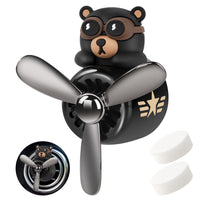 1 x RAW Customer Returns URAQT Car Diffuser, Cartoon Bear Pilot Car Air Freshener Automotive Air Outlet Fan Freshener Vent Clips Car Interior Decoration Accessories Car Perfume Diffuser With 2 x Aromatherapy Tablets Black - RRP €16.99