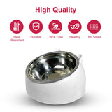 7 x Brand New Trhillsbrad Cat Bowl 400ml, Anti-Slip Inclined Cat Food Bowls Cat Feeding Stainless Steel, Dog Water Bowl for Puppies Small Medium Dogs Cats, Set of 2-Blue White - RRP €91.7