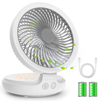 1 x RAW Customer Returns gabless USB Desk Fan, Portable Rechargeable Quiet Table Fan, 4 Speeds Oscillating Desk Fan with Night Light Personal Foldable Cooling Fan Air Circulator - RRP €33.26