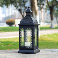 1 x RAW Customer Returns TRIROCKS Rustic Style Metal Candle Lantern 13 Tall Decorative Outdoor Lantern Candle Holder with Tempered Glass for Thanksgiving Garden Patio Indoor Outdoor Parties Black  - RRP €31.51