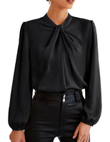 1 x RAW Customer Returns GRACE KARIN Bowtie blouse top business black long sleeve top top ladies top CL2199-1 M - RRP €39.99