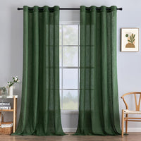 1 x RAW Customer Returns MIULEE Curtains Bedroom Curtain Dark Green Curtain Living Room Linen Look Curtains with Eyelets Window Semi-Transparent Curtain Modern Interior Balcony Door Kitchen Curtains 140 x 225 cm - RRP €36.09