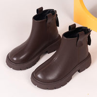 1 x RAW Customer Returns Fudaolee boots children winter boots girls warm winter shoes snow boots boys ankle boots snow shoes waterproof short slip-on boots label 36 EU 35, brown - RRP €33.97