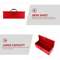 1 x RAW Customer Returns Generic tool box made of iron sheet red metal tool box metal household tool storage case with metal closure storage container, 39X16CM, 3M2714Q57LQI0 - RRP €38.99