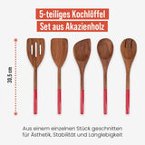 9 x Brand New Chef Pomodoro wooden cooking spoon set of 5 cooking spoon set made of acacia wood wooden cooking spoon set cooking spoon set wooden cooking spoon wooden spatula pointed cooking spoon stirring spoon red  - RRP €172.89