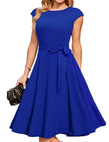 1 x RAW Customer Returns DRESSTELLS Women s Elegant Wedding Dress 1950s Vintgae Retro Cocktail Dress A-Line Swing Festive Knee-Length Dress Royal Blue 2XL - RRP €37.9