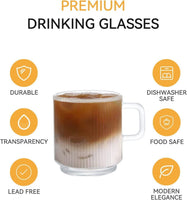 1 x RAW Customer Returns DM DESIGN MASTER 6 pieces, 350ML - Vertical stripes design glasses. Coffee glass tea glass, keeps warm for a long time, perfect for lattes, tea and drinks. - RRP €24.49