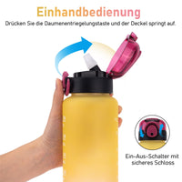 12 x Brand New 1L Water Bottle, Sports Water Bottle- BPA-free Tritan , 1000ml Motivational Water Bottle with Straw and Time Stamp - Leak-proof Bottle for Cycling, Camping, Gym Yellow Pink  - RRP €133.08