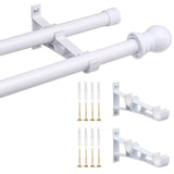 6 x Brand New Double Curtain Rods for Windows 30-44 inch, 1 inch Heavy Duty Double Window Rods - Adjustable Decorative White Curtain Rod for Sliding Glass Door, Patio, Bedroom, Kitchen, Bathroom - RRP €151.8