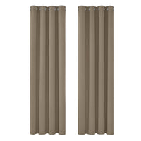 1 x RAW Customer Returns Deconovo curtains with eyelets, heat-insulating opaque curtains, living room thermal curtains against the cold, 300 x 140 cm height x width , taupe, set of 2 - RRP €60.49