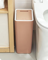 1 x RAW Customer Returns Baffect Push-Lid Kitchen Trash Can, Press Cover Type Kitchen Dustbin Slim Trash Can for Living Room Toilet Garbage Office Wastebasket Brown  - RRP €23.16