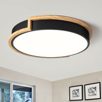 1 x RAW Customer Returns Vikaey LED Ceiling Light, Black Ceiling Lamp 40cm, 36W Lamp with Wood for Bedroom Living Room Kitchen Hallway Dining Room 4000K - RRP €59.99