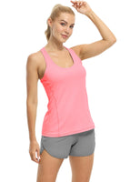 1 x RAW Customer Returns icyzone women s sports top yoga tank top racerback sports top running fitness functional shirt, 3-pack L, solid black pale pink dark green  - RRP €26.51