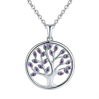 1 x Brand New JO WISDOM Necklace Tree of Life Silver 925 Tree of Life Yggdrasil Pendant Chain with 3A Zirconia February Birthstone Amethyst Color, Women s Jewelry, Jewelry for Women - RRP €50.28