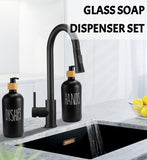 2 x Brand New Soap dispenser black matt glass shampoo bottles for filling 2 475ml shower gel dispenser soap dispenser with funnel for bathroom kitchen - RRP €30.24