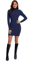 1 x Brand New Avancel Women s Winter Long Sleeve Knee Length Elegant Rolled Neck Knitted Dress for Autumn,Navy Blue,L - RRP €30.61