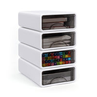 1 x RAW Customer Returns Pack of 4 stackable drawer boxes with drawers, desk organizer drawers, drawer boxes, plastic storage box for office, school, home, dressing table, desktop - RRP €30.99