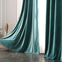 1 x RAW Customer Returns MIULEE Water Green Velvet Living Room Curtains with Eyelets, 2 Pieces Winter Velvet Curtains 140x245 CM W x H , Thermal Velvet Curtains for Bedroom, Soft Velvet Room Curtain - RRP €50.41