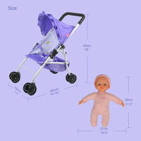 4 x Brand New Umbrella Stroller for Dolls, ANIVIA Toys Doll Stroller for Children with Basket and Mute Wheels, Ideal for Dolls up to 18 DA004L PURPLE  - RRP €196.0