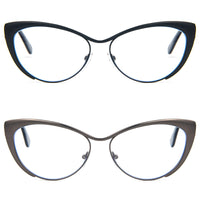 1 x RAW Customer Returns KoKoBin Cat Eye Reading Glasses - 2 Pack Metal Frame and Spring Hinge Glasses with Anti-Blue Light, Reading Glasses for Men and Women 2 Pack Black-Gray , 2, Diopters  - RRP €60.0