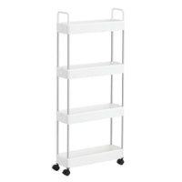 1 x RAW Customer Returns SONGMICS 4-Tier Narrow Storage Cart, Kitchen Shelf with Wheels, Bathroom Space-Saving Trolley, with Handles, 42 x 13.5 x 94 cm, White KSC018W01 - RRP €35.84