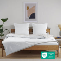 1 x Brand New Blumtal reversible bed linen 200x200 - made of breathable microfiber - duvet cover 200x200 2x pillowcases 40x80 Oeko-Tex - soft non-iron bed linen set, 3-piece, white light gray - RRP €28.51