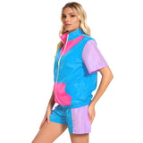 1 x Brand New 80s Outfit Women, 6 Pieces 90s Costume Short Sleeve Tracksuit Women s Retro 80s 90s Suit with Belt Bag Headband Bracelets Glasses for Carnival Party Style 2, 2XL  - RRP €22.18