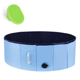 1 x RAW Customer Returns DEWEL Dog Pool, Foldable Dog Pool for Large Dogs, Paddling Pool for Dogs, with Handle Dog Grooming Brush, Blue, 80x30 cm - RRP €31.99