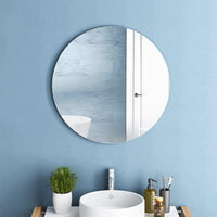 1 x RAW Customer Returns TSKDKIT 40cm Round Wall Mirror with Self-Adhesive HD Glass Circle, Large 40cm Wall Mirror, Frameless Mirror, Wall Decor for Bathroom, Bedroom, Living Room - RRP €25.56