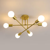 1 x RAW Customer Returns Comely Industrial Ceiling Lamp, 6 Lights E27 Sputnik Chandelier, Vintage Living Room Ceiling Lamps, Modern Ceiling Lamp for Kitchen Bedroom, Gold - RRP €35.99