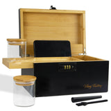 1 x RAW Customer Returns Viking Factory Large Bamboo Box Tray Set with Combination Lock, Premium Removable Tray, and All Accessories 27 18 15CM Black  - RRP €69.31