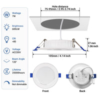 1 x RAW Customer Returns LED recessed spotlight 230V ultra flat 6 pieces 7W 600lm spots ceiling light installation depth 27mm Hole size 75mm - 95mm IP44 recessed ceiling spotlight set 6000K cool white, not dimmable  - RRP €24.69