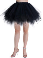 1 x RAW Customer Returns Dressystar LXQC Petticoats Mini Skirt Short Underskirt Tutu Irregular Tulle Women Girls Ballet Skirt Multi-Layers Black XL - RRP €20.5