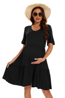 1 x RAW Customer Returns Smallshow Women s Maternity Dress Short Sleeve Summer Pregnancy Maternity Dress Black M - RRP €34.99