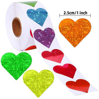 1 x Brand New 500 pieces heart-shaped sticker roll, 2.5 cm 8 colors self-adhesive heart-shaped stickers for teacher reward accessories, DIY scrapbooking cards decoration heart-shaped  - RRP €20.4