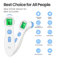 10 x RAW Customer Returns Fever thermometer for babies, children and adults, contactless forehead thermometer, infrared digital thermometer with immediate accurate reading, fever alarm, white - RRP €131.0