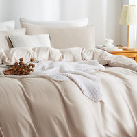 1 x RAW Customer Returns Omela bed linen 135x200 beige cream 2-piece microfibre plain coloured duvet cover soft and comfortable bed linen set zipper - 135 x 200 80 x 80 cm - RRP €27.22