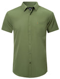 1 x Brand New JACKETOWN Business Shirt Men s Plain T-Shirt Men s Short Sleeve Summer Business Shirt Plain Shirts Men with Chest Pocket Plain Top Men s Green XL - RRP €33.26