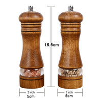 1 x RAW Customer Returns Haomacro pepper mill and salt mill set, spice mills set of 2, salt and pepper mill made of natural wood with ceramic grinder, H 16.5 cm, brown - RRP €19.66