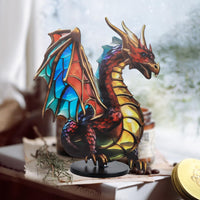 1 x Brand New KFDDRN Dinosaur Statue, Vivid Table Decoration, Painted Metal Decoration, Creative Chinoiserie Style Decoration, Colorful Dragon Sculpture Decoration, Sculpture for Home Office Living Room Decor - RRP €20.4