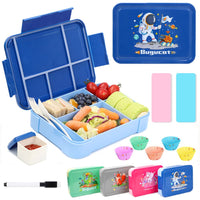 1 x RAW Customer Returns Bugucat lunch box for children with compartments 1330ML 26 PCS, lunch box for children, bento box, leak-proof with 6 compartments, cutlery set, snack box, breakfast box for girls, kindergarten, , blue - RRP €19.2