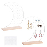 1 x RAW Customer Returns PandaHall 2 Sets Acrylic Earring Stand Earring Organizer with 40 Holes Moon Shape with Wooden Base Clear Earring Holder Jewelry Display Board for Retail Exhibition Sales - RRP €20.4