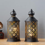 1 x Brand New JHY DESIGN Set of 2 Metal Table Lamps Battery Operated 27 cm H Cordless Lamps Vintage Farmhouse Lantern Decor with Edison Bulb for Living Room Bedroom Party Garden Outdoor Black  - RRP €37.99