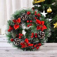 1 x RAW Customer Returns 30 cm Christmas wreath, door wreath, Christmas reusable artificial wreath, front door decoration, Christmas wreath, craft decoration, fir wreath, balls, flowers for door, window, ornament - RRP €21.8