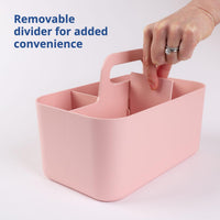 1 x RAW Customer Returns BLUE GINKGO Multipurpose Basket Organizer - Stackable Plastic Basket with Handle Cleaning Basket, Craft Basket, Desk Basket, Art and Makeup Storage Rectangle - Pink - RRP €19.15