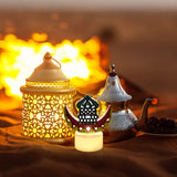 1 x Brand New Ramadan Decorations LED Candle Lights, 4 Pack Ramadan Lights with Oil Lamp, Pagoda, Moon Shaped, Eid Mubarak Decorations Lights Ornaments for Home Bedroom Decor, Eid Party Gift Colored  - RRP €12.08